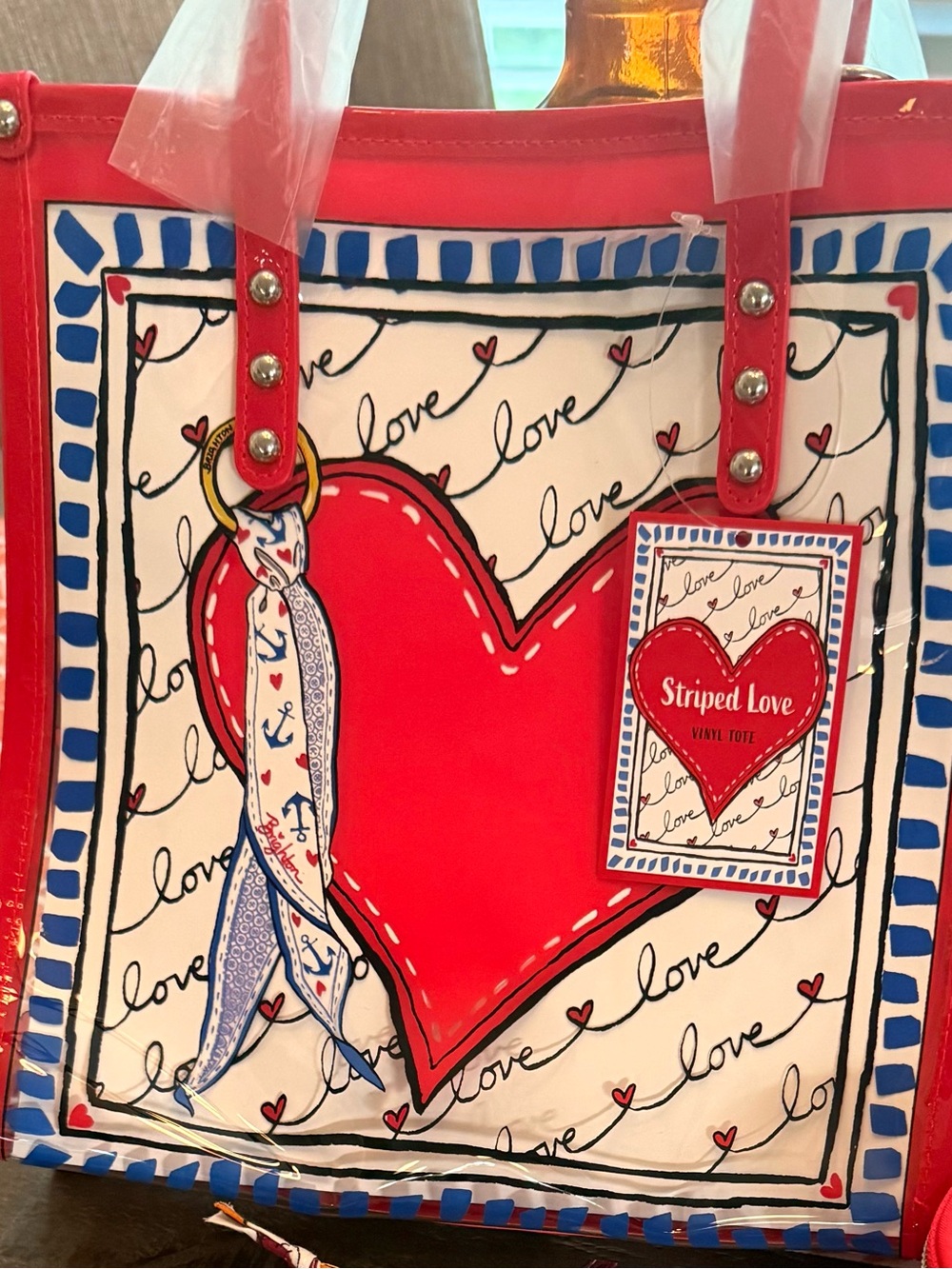 Brighton Red Clear Heart Tote with Blue Accents - Picture 2 of 2